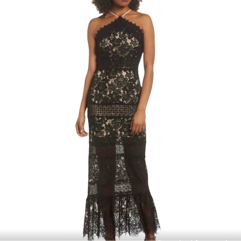 Anthropologie Foxiedox Tabitha Lace Black Maxi Dress